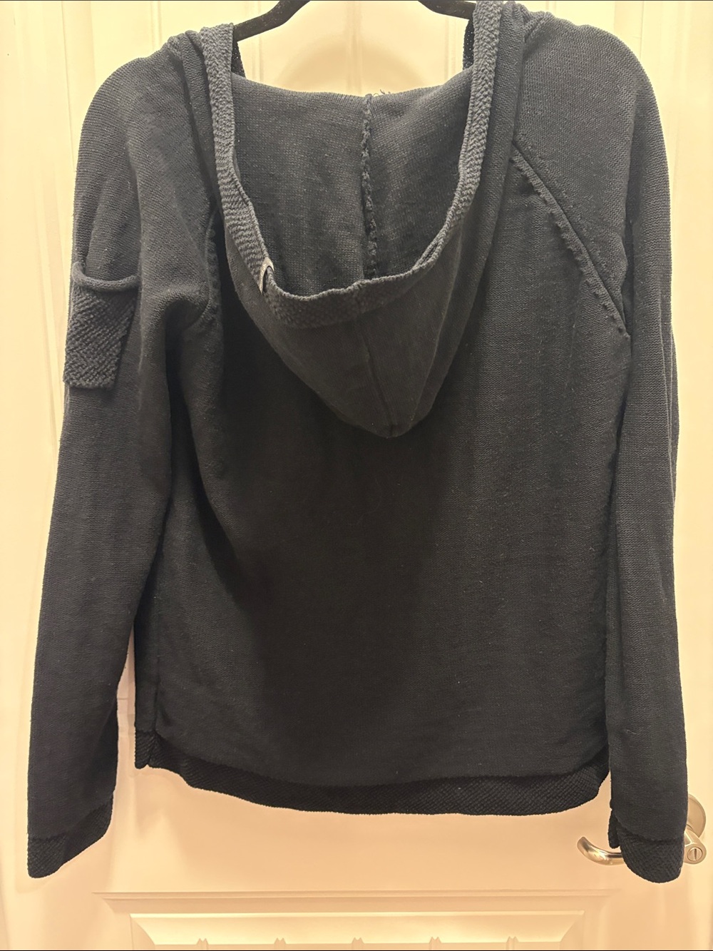 Columbia Women’s L Black Cotton Hooded Lace Up Sweater Pullover - Picture 5 of 9